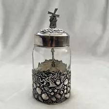 Glass Repousse Jam Jar with Windmill Spoon Spinning Vanes