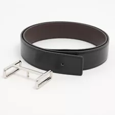 Hermès H buckle □O:2011 Belt 80 GP & Leather Black × Brown