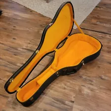 60s Gibson B-25 LG Hard Shell Guitar Case Black W/Orange Yellow Lining Clean!