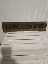 Homemade vintage Welcome Sign Horseshoes