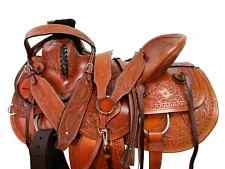 USED WESTERN SADDLE ROPING RANCH HORSE WADE TOOLED LEATHER TACK SET 15 16 17 18