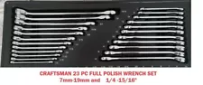 NEW CRAFTSMAN 23pc FULL POLISHED Chrome SAE & METRIC MM 12pt Combination Wrench