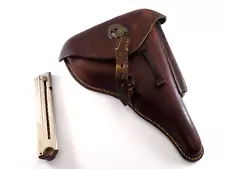 RARE 1939 German WW2 Kimnach u Brunn P08 Luger Holster & Wood Bottom P08 Mag.