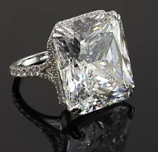 HUGE 15.15 Ct Radiant Cut Certified Diamond Ring Great Sparkle & Brilliance !