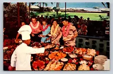 People At Salad Bar At Kona Inn Hawaii VINTAGE Postcard