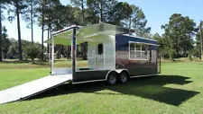 NEW 8.5x22 8.5 X 22 Enclosed Concession Food Vending BBQ Trailer w/ Porch Deck