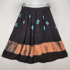 Unbranded Womens Skirt Size OS Black Hand Tie Dyed Gypsy Boho Flowy NEW Midi