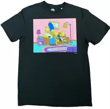 The Simpsons Classic Family Portrait Retro Style Unisex T-Shirt Size S Black