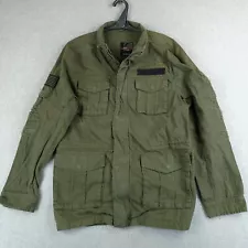 Lot 29 Jacket Mens Large Military Green Distressed Utility Full Zip American Fla