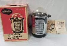 VTG SUNBEAM Glass Dome Top Carousel Rotisserie Broiler In Original Box WORKS!