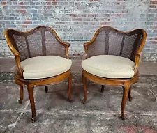 French Provincial Caned Bergere de Bureau Chairs- a Pair