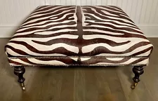 XL Animal Hide Zebra Ottoman 41" sq