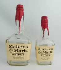 Lot of 2 Makers Mark Kentucky Bourbon Whiskey Bottles 1.75 Liter and 750ml Empty