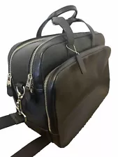 New COACH 24 hour Smooth Black Leather Laptop Briefcase - Authentic F72224