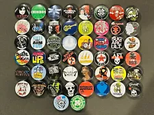 Assorted Emo/ Metal/ Punk Buttons / Pins Set Of 50