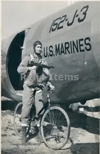 WW2 Picture Photo US Marine Paratrooper Soldier with Bike and Machine gun 0206