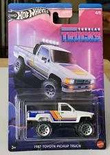 Hot Wheels Tubular Trucks 1987 Toyota Pickup Truck 4x4 White 1/64 Diecast