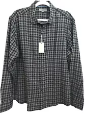 Ike Behar Men’s Black & Gray Check Long Sleeve Button Down Cotton Shirt NWT L