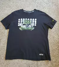 Seattle Seahawks Nike T Shirt 2XL Mens Black Short Sleeve Gloves Graphic Cotton