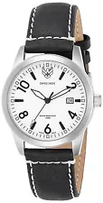 Swiss Eagle SE-9029-02 Cadet White Dial Date Black Leather Strap Men's Watch