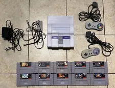 Super Nintendo SNES SNS-001 Console & 10 Game Bundle TESTED