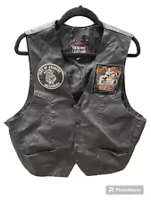 Sleeveless Sons of Anarchy Motorcycle Biker Leather Vest Large L 46 Patches L@@K