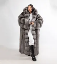 54Inch Full Length Top quality Real Blue Frost Fox fur coat,tailor Made