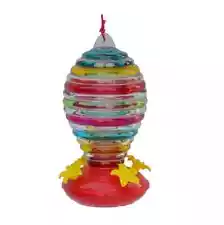 Bird's Cafe Hand Painted Swirl Glass Hummingbird Feeder - HB-0460G