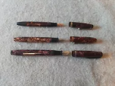 3 Vintage Fountain Pen Writing Instruments Marble Art Deco Parker Supreme