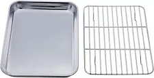 Toaster Oven Tray and Rack Set Stainless Steel Toaster Pan Broiler Easy Clean