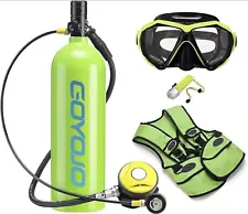 GOYOJO 2L Scuba Diving Tank Pump Oxygen Equipment Underwater &Flashlight &Mask