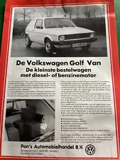 VW Volkswagen Golf Van MK1 Mark 1 Original Car Sales Brochure In Dutch