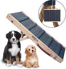 Pet Cat Dog Stair Ramp Adjustable Folding Wooden Ramp Steps for Bed Car M size