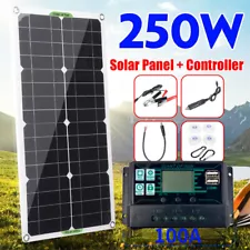 250 Watts Solar Panel Kit 100A 12V Battery Charger w/ Controller Caravan Boat RV