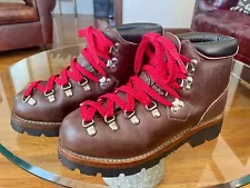 Vtg 70s 80s JCPenny Hiking Boots Brown Leather Vibram Mountaineering Women Sz 7M