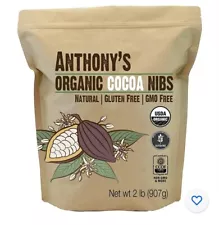 Organic Cacao/Cocoa Nibs, 2 Pounds by Anthonys, Batch Tested and Verified Gluten