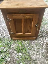 Vintage White Clad Oak Wood Ice Box Nightstands Cabinet Chest End Table Set Of 2