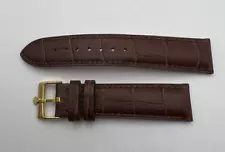 Used 20mm Crocodile Skin Leather Dark Brown w/18mm Gold Color Buckle for Rolex