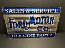 NEW FORD Motor Co. “SALES & SERVICE” Corrugated Tin Sign