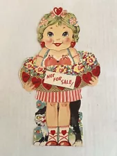 Vintage Valentine Card Die Cut Mechanical Moveable My Heart Is Not For Sale!