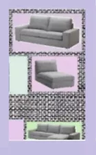 IKEA Kivik Isunda Gray Loveseat 2-Seat Sofa with Chaise Lounge 2 NEW Tweed Cover