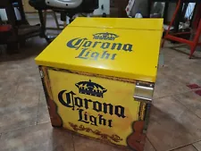 Corona Light Steel Beer Cooler Ice Box W Opener! *RARE!* Bright Yellow!