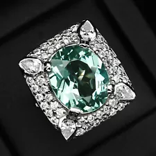 Invaluable Mint Green Tourmaline Rare 9.20Ct 925 Sterling Silver Handmade Rings