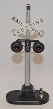 Lionel #154 O Scale Railroad Crossing Stop Metal Sign With Lights Train Crossing