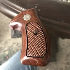 Factory Wood Grips With Silver Charter Arms Medallions For Bulldog .44 Spl.