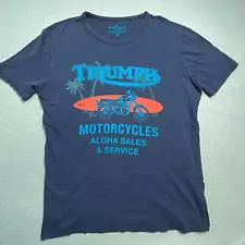 Triumph Motorcycles T-Shirt Mens Medium Lucky Brand Aloha Sales & Service Hawaii