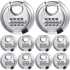 10 Pack 4 Digit Combination Locks Stainless Steel Code Disc Lock Combo Padloc...