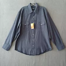 Wrangler Shirt Mens XL Blue Pearl Snap Long Sleeve Pockets Casual Workwear Shirt