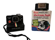 Polaroid One Step Land Camera Rainbow Stripe W/ IIT Magic Flash READ Description