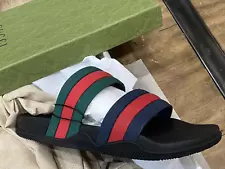 Gucci 692381 Sherry Line Rubber Double Strap Sandals | Red/Green/Blue | GGMEN 10